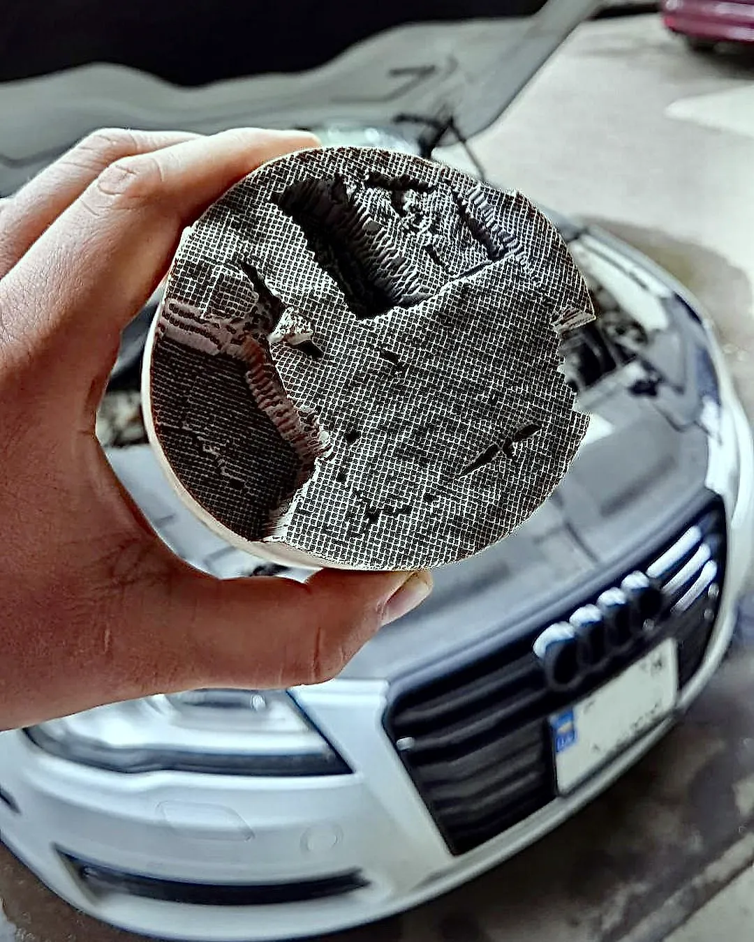 Пошкоджені стільники каталізатора з Audi